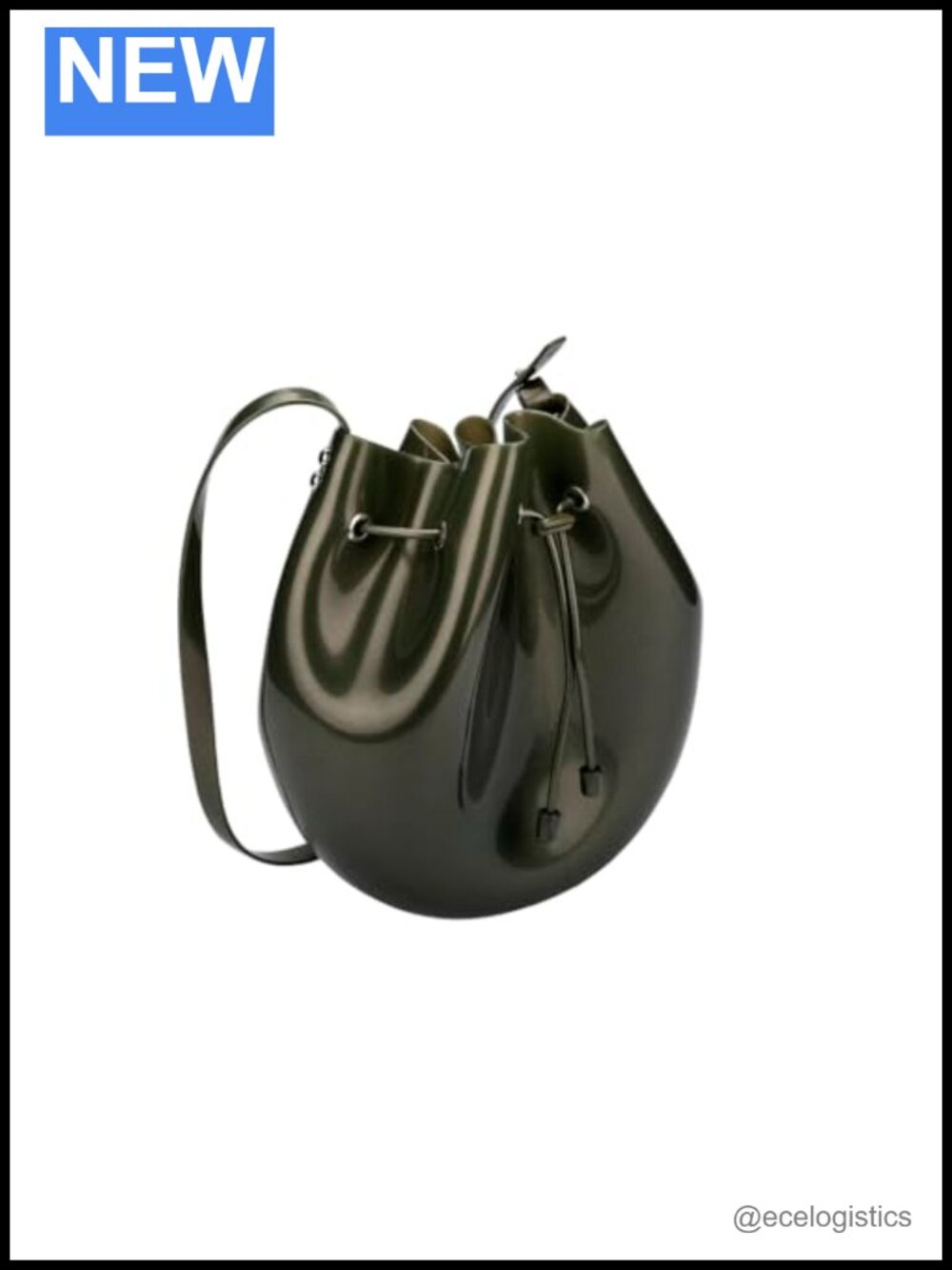 Vegan Leather Bucket Bag with Drawstring Closure, Adjustable Strap